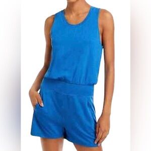 Sweaty Betty Gary Blue tank shorts romper size XL athleisure lounge gym work out